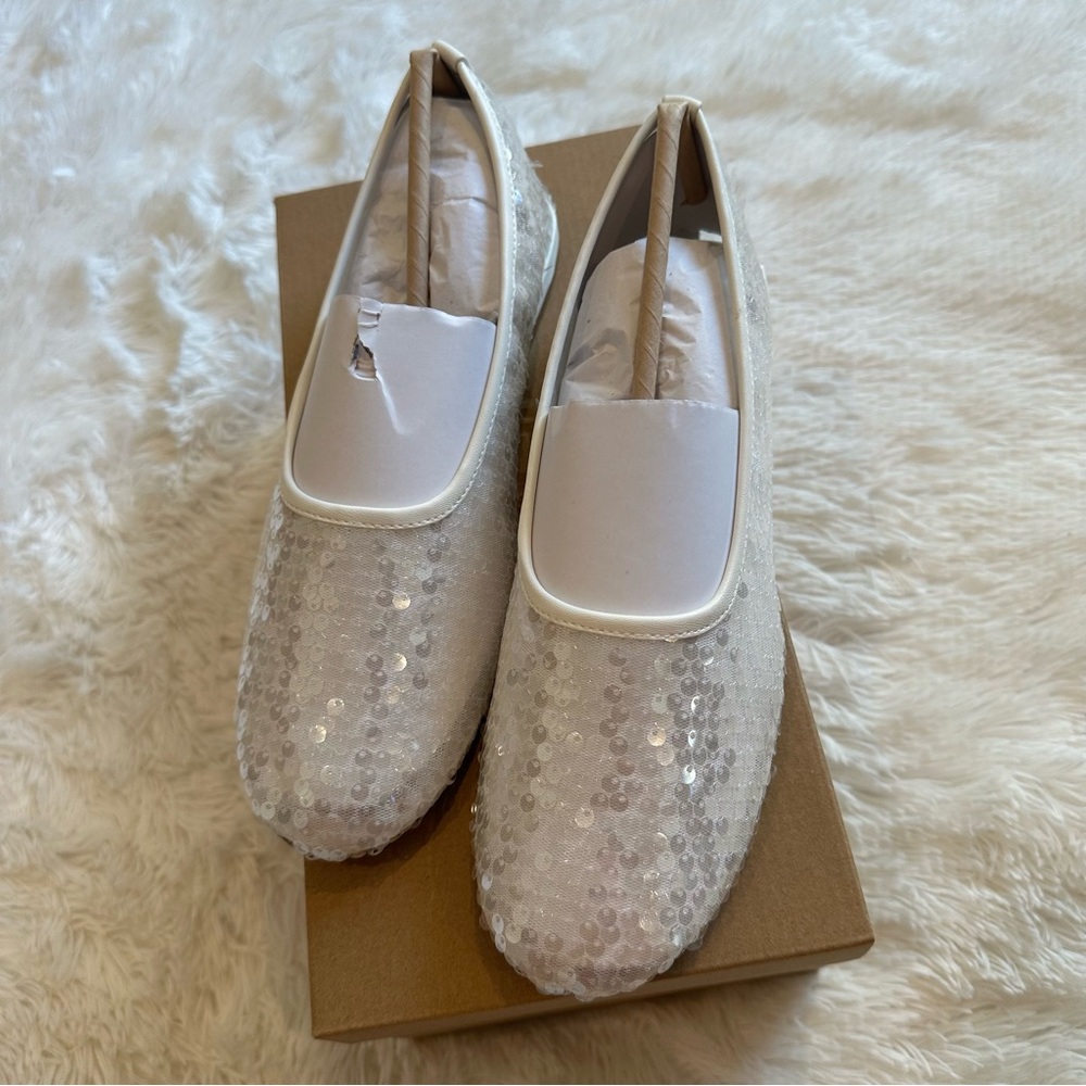 Steve Madden White Sequin Ballet Flats - Picture 6 of 12